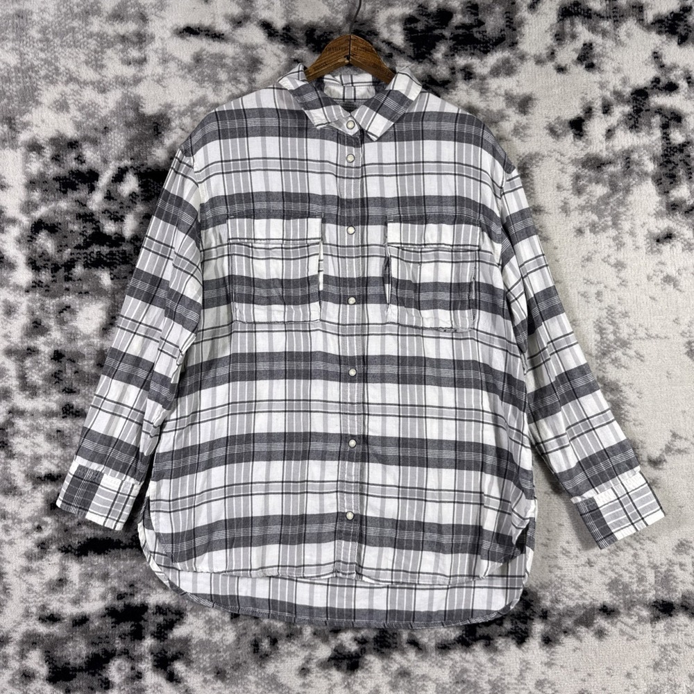 American Eagle‎ Seriously Lived In Flannel Shirt Womens Small Plaid Long Sleeve